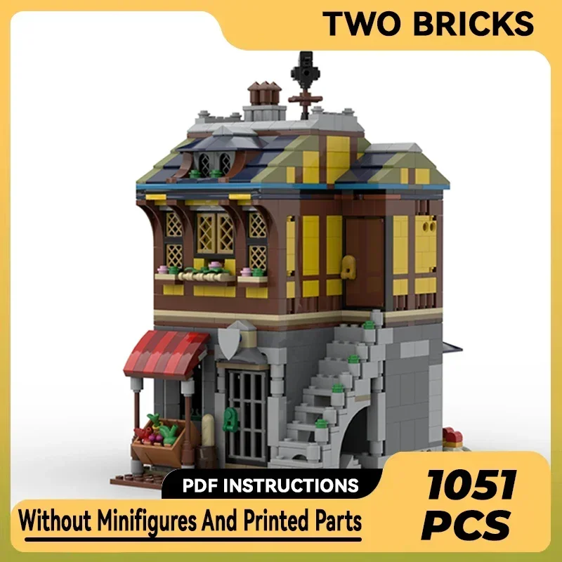 Street View Model Moc Building Bricks, Medieval Merchant's House, Technology Modular Blocks Gifts, Christmas Toys, DIY Sets Assembly