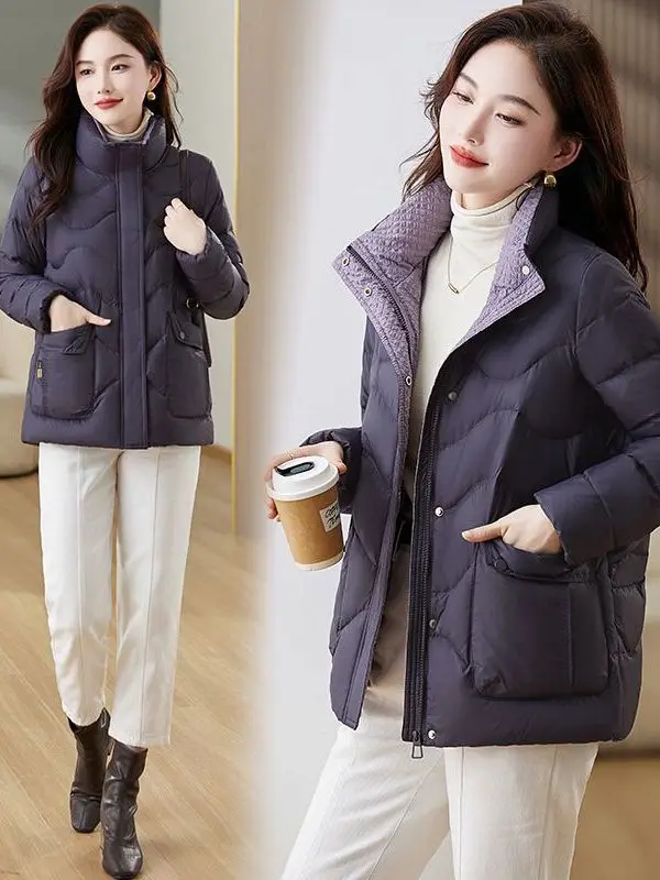 Abrigo acolchado de algodón ligero para mujer, ropa de abrigo de invierno de fibra sintética roja, ajustada, cálida, Sli, color rojo