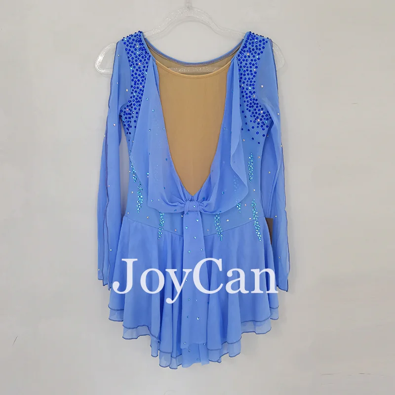 JoyCan-فستان تزلج مطاطي للفتيات ، أزرق ، شكل جليدي ، منافسة ، ملابس رقص ، مخصص