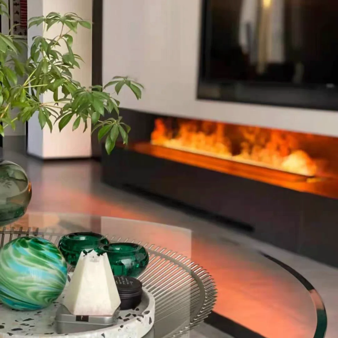 Chimenea de Vapor LED de doble línea con Control inteligente, chimenea eléctrica de agua para interiores