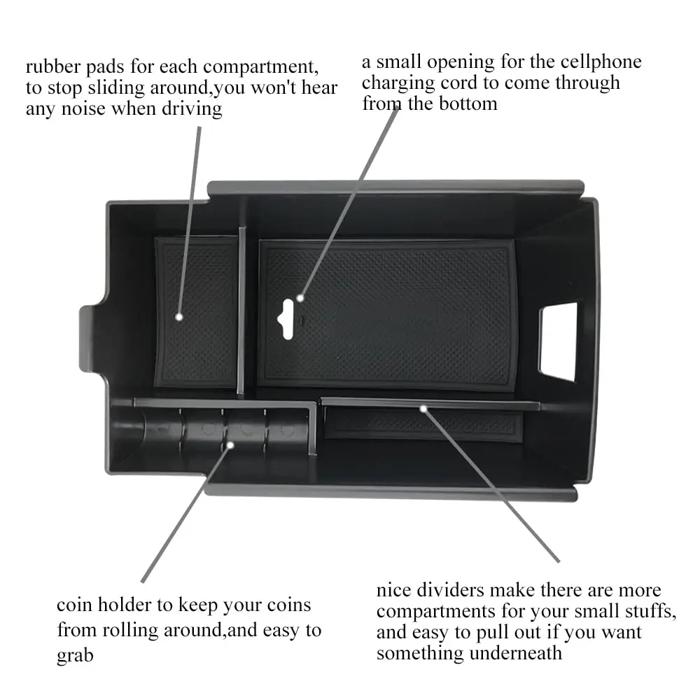 For Chevrolet Equinox 2024-2018 Center Console Armrest Storage Box Tray Organizer Insert Secondary Storage Box ABS Tray Insert O