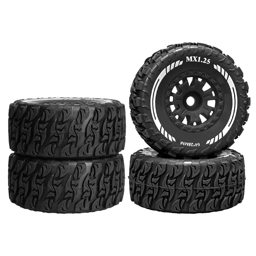 Mini Mojave Grom 4 stuks Plastic Wielen Velgen met Rubberen Banden voor Arrma RC Auto 1/16 Mojave Grom 4X4 Desert Truck Upgrade Onderdelen