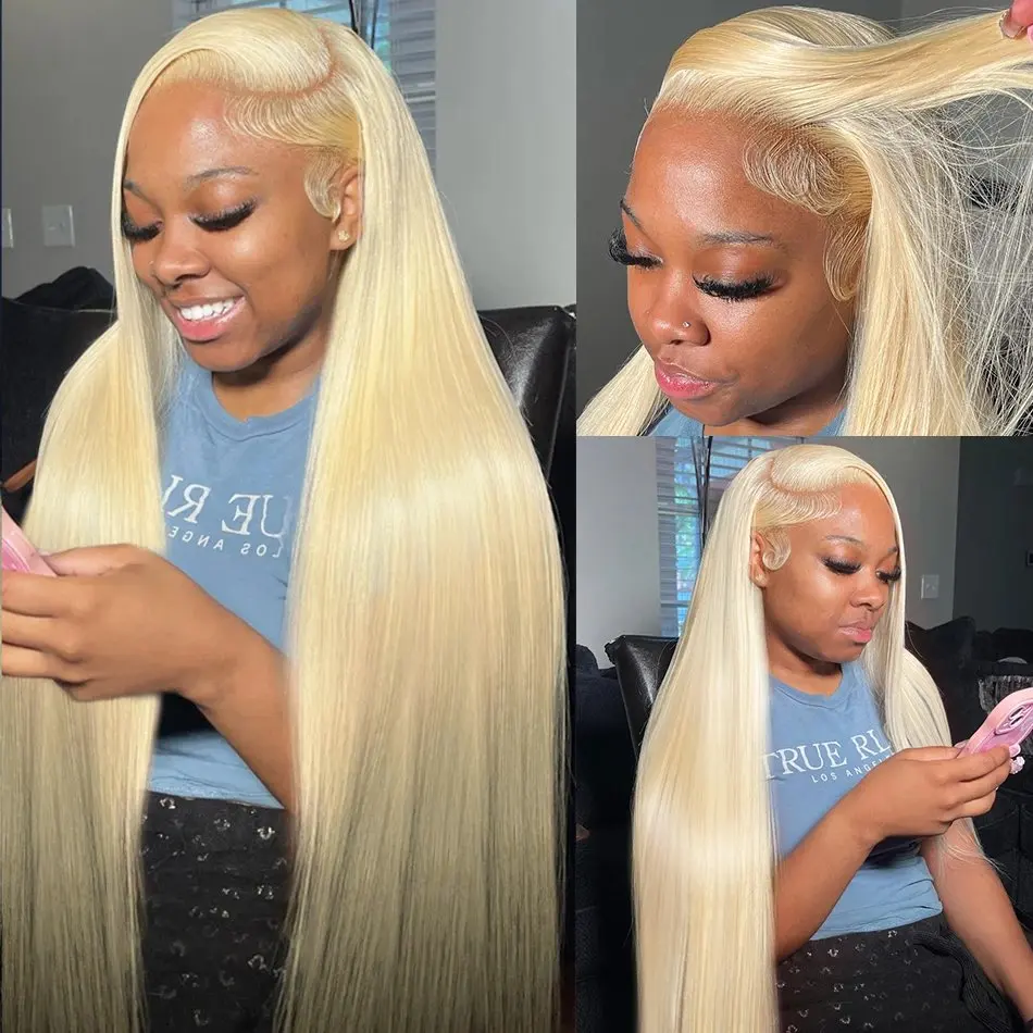 

YKB 613 Blonde Straight 13x5 HD Transparent Lace Frontal Wig Brazilian Human Honey Colored Hair Lace Front Wigs For Black Women