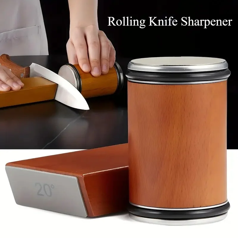 

Rolling Knife Sharpener Magnetic Knife Holder Diamond Sharpening Stone Kit with 15 and 20 Degrees Angle Roller Kitchen Accessory
