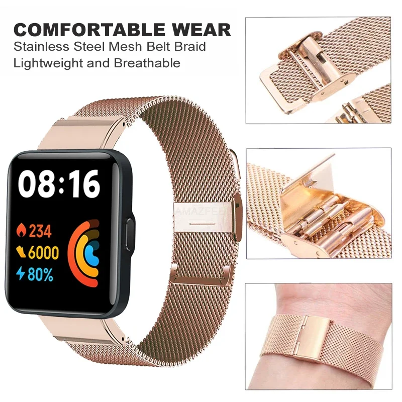 Wristband for Xiaomi Redmi Watch 2 Lite Smart watch accessories Metal Stainless Steel bracelet for Xiaomi mi watch lite Strap