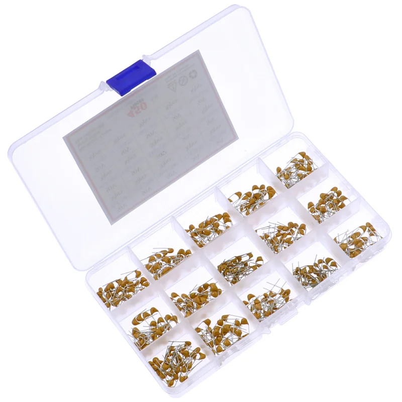 450pcs 15 Values Monolithic Capacitor Set 50v Multi-layer Assortment Box 10pf To 100nf Electronic Components Capacitor Kit