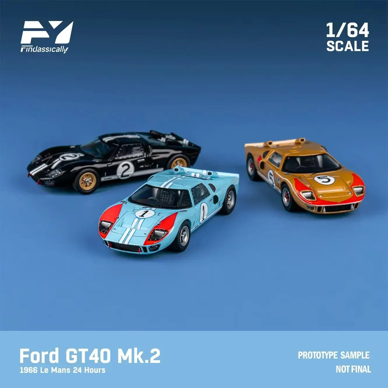 FindclassicallY 1:64 GT40 Mk II 1966 LeMans modelo de coche fundido a presión