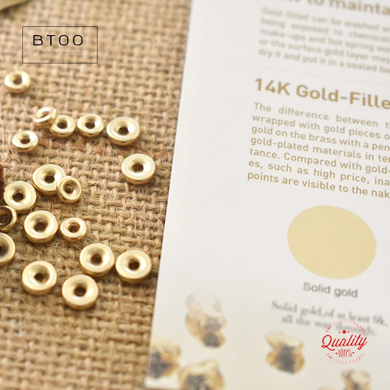 Echte 14K Goldfilled Flache Rondell-Perlen Goldperlen für Schmuckherstellung Handgemachtes DIY-Zubehör Gold-Schmuckkomponenten Saatperlen – Detail 15