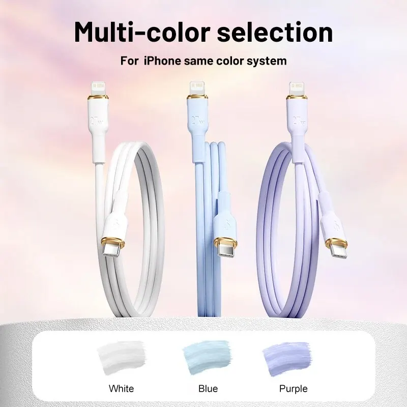 Cabo USB C para iPhone 14 Pro Max, carregamento rápido para L, Acessórios para Celular, PD 27W, Linha de Silicone para Apple iPad