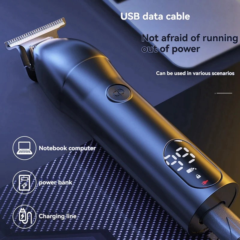 ผู้ชายผมTrimmer USBชาร์จสมาร์ทหน้าจอพร้อมใบมีดเหมาะสําหรับหน้าอกขาหนีบผมCare