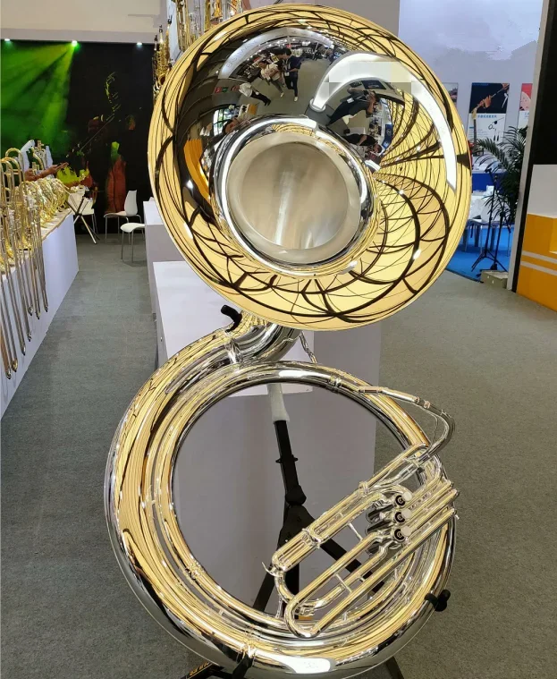 2025 Professional BBb Silver Sousaphone เครื่องดนตรีทองเหลืองคุณภาพสูงที่เชื่อถือได้โดยบริษัทเพลงชั้นนํา
