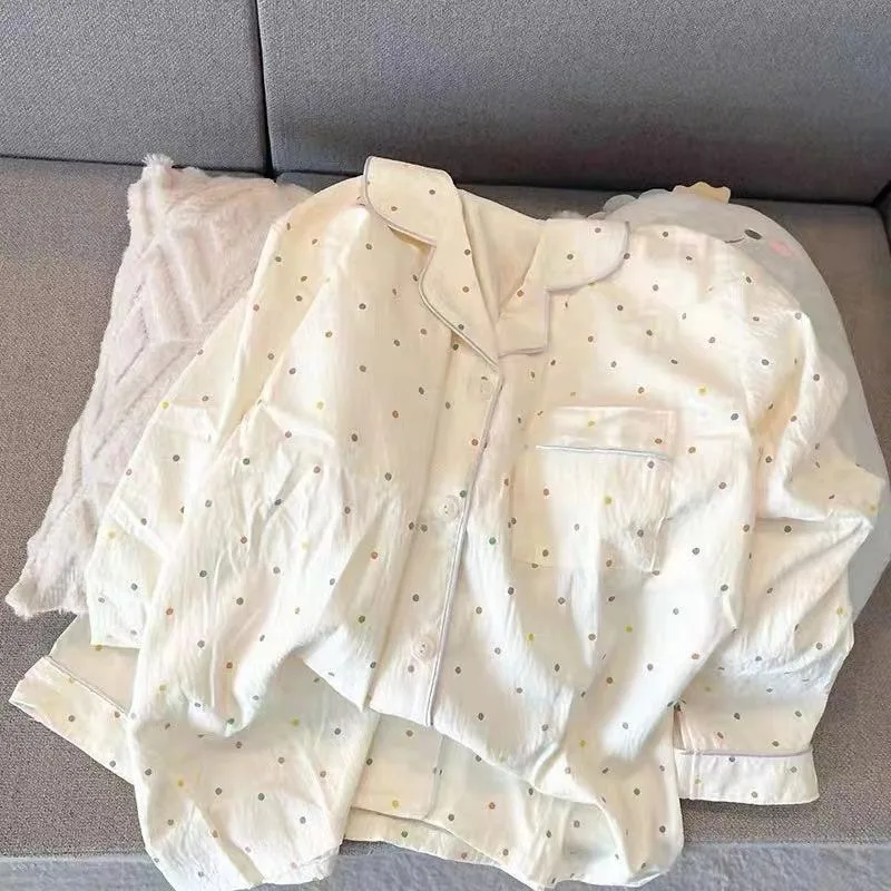 Ladies Spring Autumn Loungewear Long Sleeve Long Pants Set Women Girls Loose Pajamas Soft Home Wear Ladies Girls Home Clothing