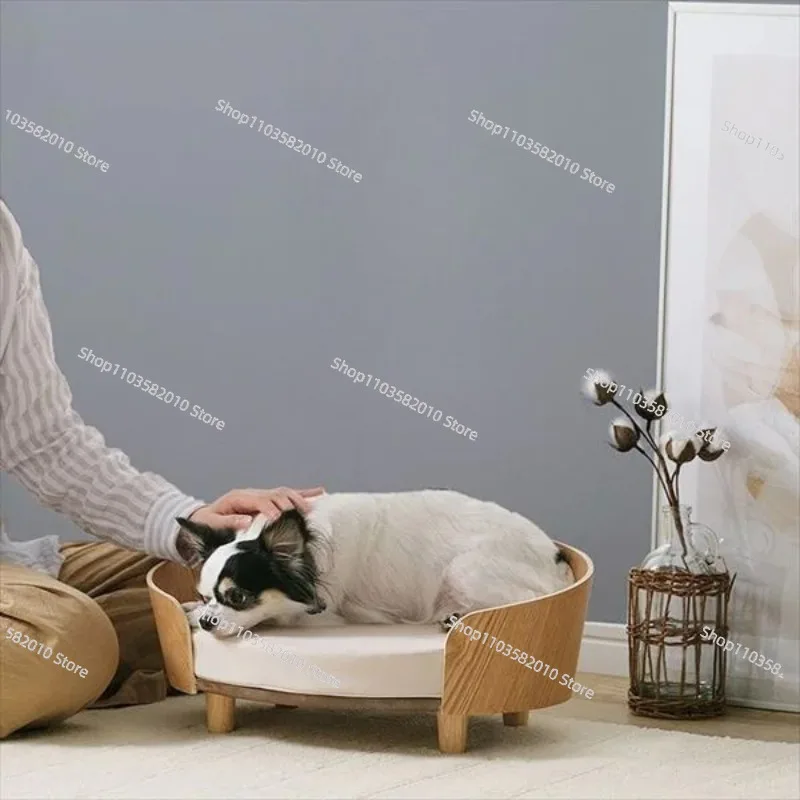 Wooden Pet Bed for Cats & Dogs, Large/Medium/Small Sizes, Cat Litter Enclosure & Dog Crate with Washable Cover