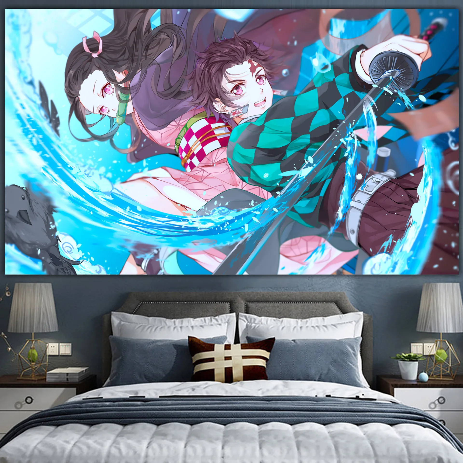 Japanese Anime Demon Poster Tapestry Home Decoration Wall Art Tapestries Room Decor Dormitory Cloth Gift Wall Hanging Fabric
