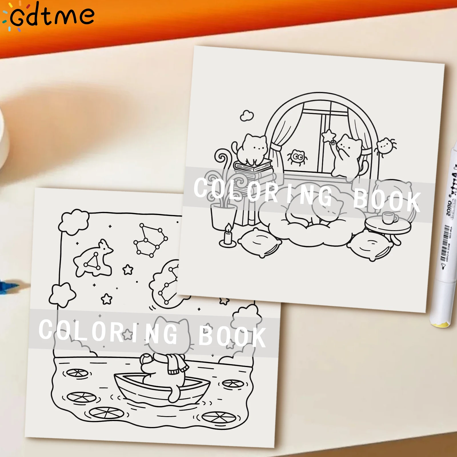 SPOOKSY CATS Malbuch für Erwachsene, Cartoon-Muster mit kräftigen und einfachen Linien, Stressabbau und Entspannung, DIY-Graffiti-Malbuch – Detail 7