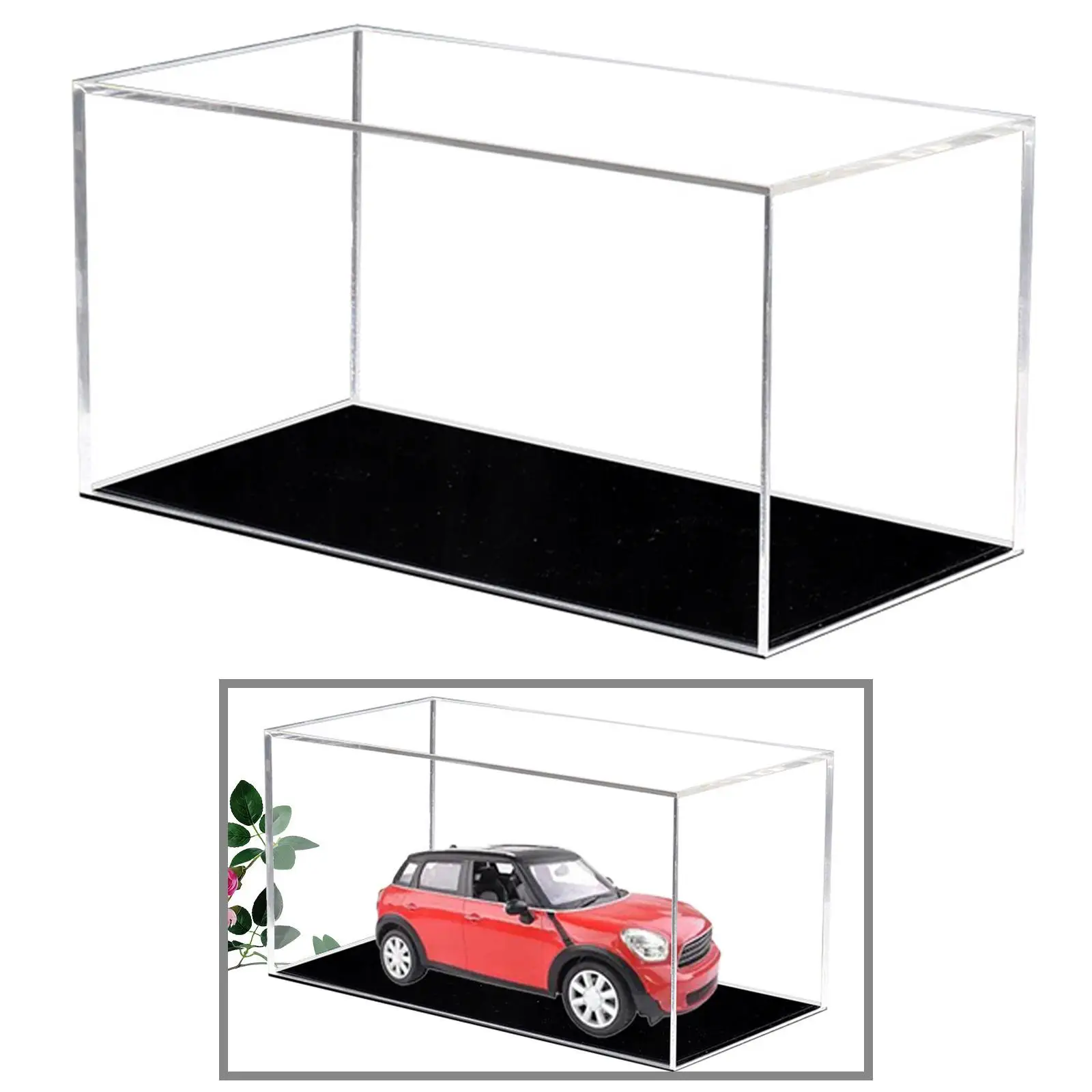 Modelo de exibição de carro 1/32 sacle com base preta caixa de armazenamento de bancada vitrine transparente para veículos liga carros figuras