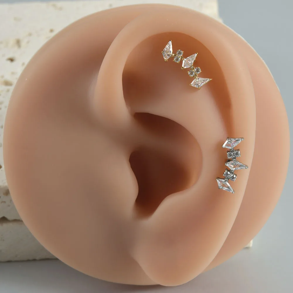 1PC ASTM F136 G23 Titanium Labret Ear Stud Piercing Flower Horse Eyes Zircon Internal Thread Lip Stud Helix Conch Daith Jewelry