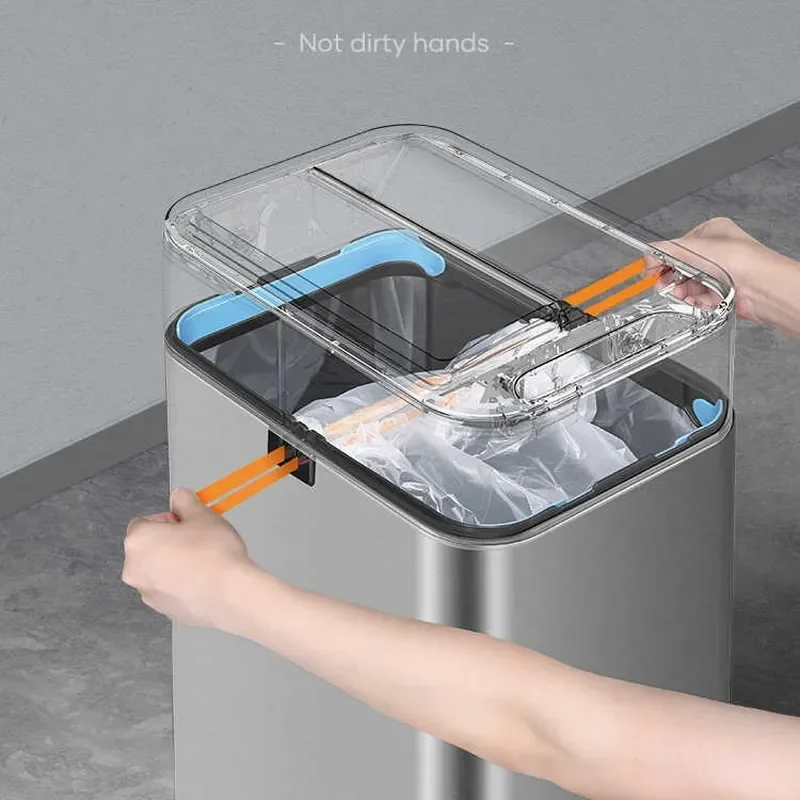 for Foot Operated One Pull Packing Double Opening Trash Can with Lid for Household Bathroom Toilet Kitchen Living Room Office