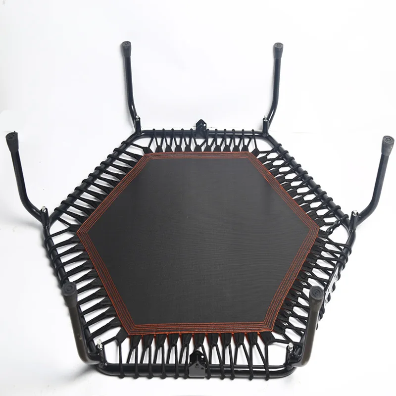 48-Inch Hexagonal Commercial Mini Fitness Trampoline Muted Adjustable PP Handrail 2026