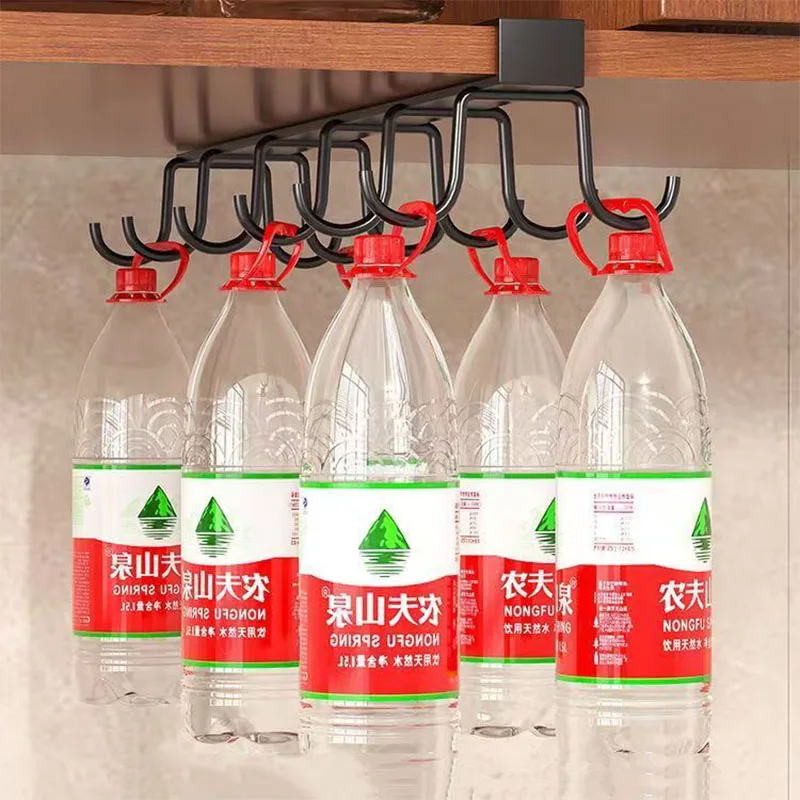 12 خطاف منظم المطبخ رف للأكواب والأواني والقبعات صف مزدوج لا مثقاب فوق الباب خطافات متينة لتجفيف الحديد منظم القبعة