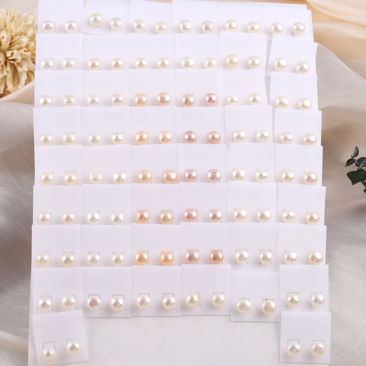 Natural Fresh Water Pearls with A Pair of  Earrings Ball Shape Jewelry Accessories DIY Male Female Personality Decoration Gifts