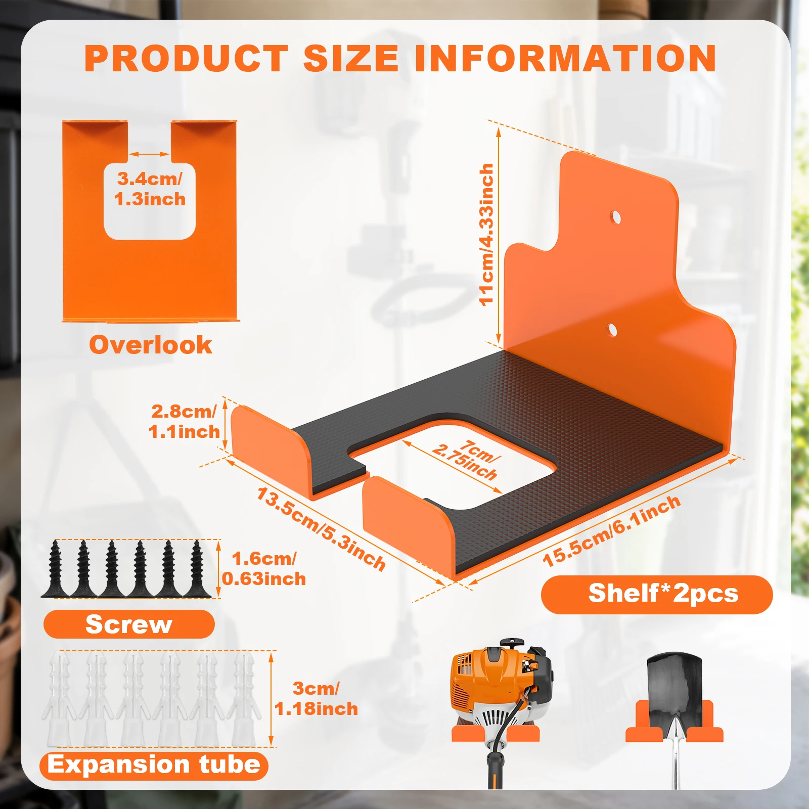 Garage Tool Organizer Wall Mount String Trimmer Holder Weed Eater Hanger Heavy Duty Tool Storage Rack For Shovel Rake Broom Hose
