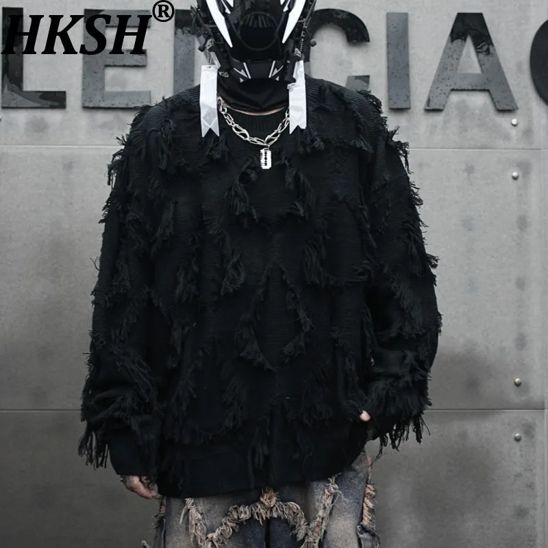 

HKSH Осень Зима Новый Мужской Американский Стиль Потертый Свитер с Кисточками High Street Tide Свободный Повседневный Дизайн Нишевые Пуловеры Ins HK13479
