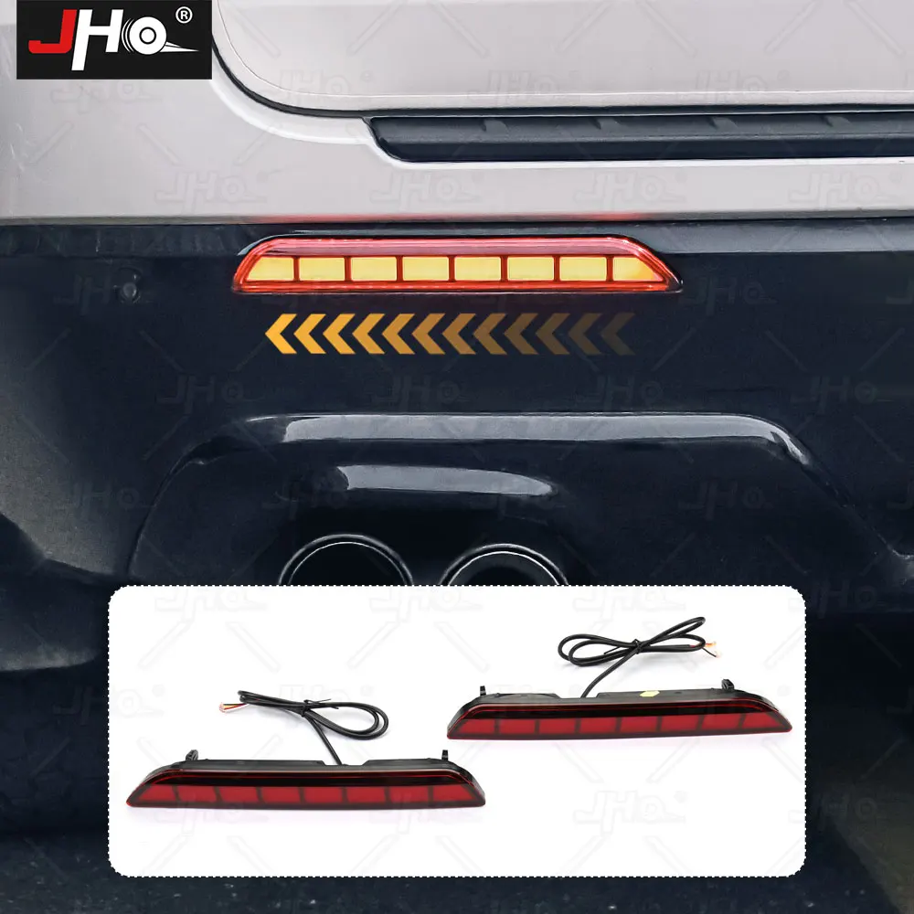 

JHO Amber Rear Bumper Reflector Fog lights Sequential Turn Signal Lights for Ford Explorer 2020 2021 2022