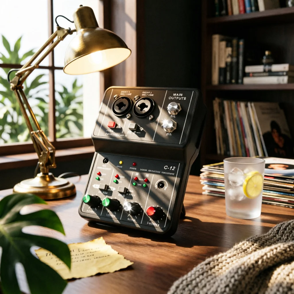 Desktop Audio Mixer USB Audio Mixer with Phantom Power External Sound Card Plug and Play Electronics Low-Noise
