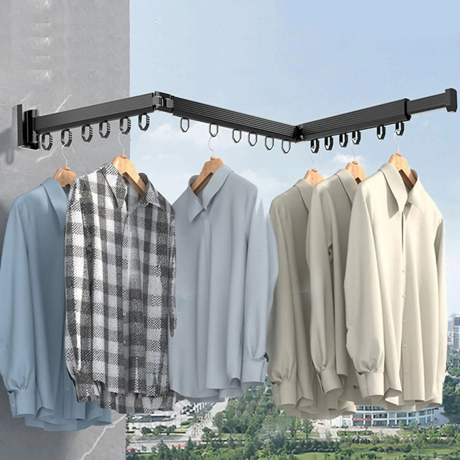 Clothes Dryer Rack Clothes Hanger Wall Mount Save Space Clothes Hanger Rack Clothes Airer for Laundry Room Bathroom Bedroom