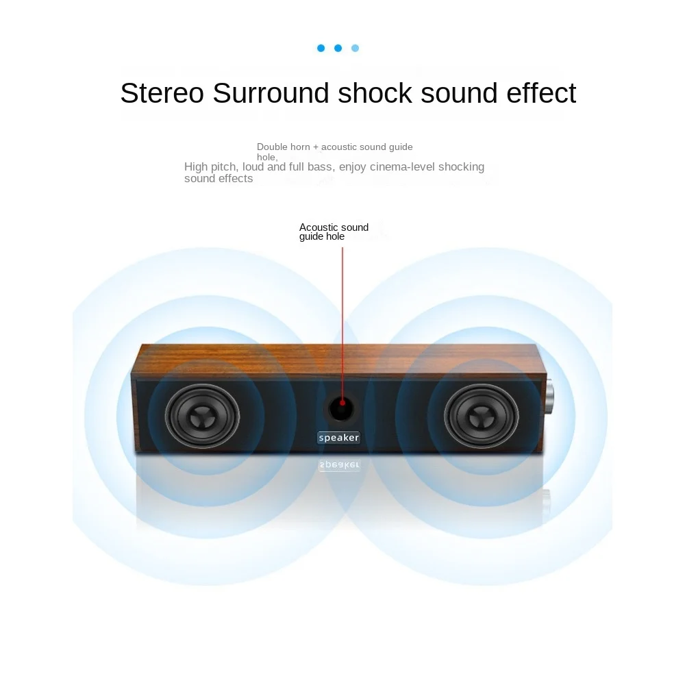 New Long Strip USB Wired Bluetooth Dual Speakers Wooden Small Speaker Computer Notebook Sound Bar Desktop Heavy Bass