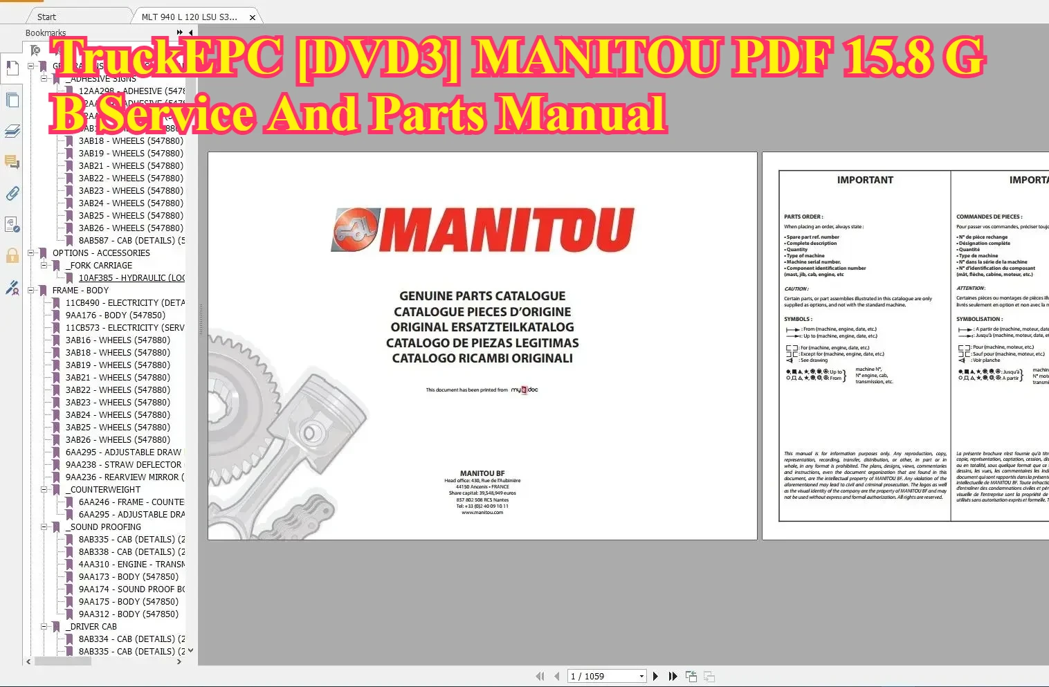 

TruckEPC [DVD3] MANITOU PDF 15,8 ГБ Руководство по обслуживанию и деталям