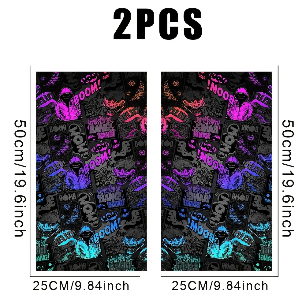 2 Bright Boom! Door Post Decals - Durable Vinyl, Easy DIY Installation, Colorful Comic Book Style, B-Post Protective Film