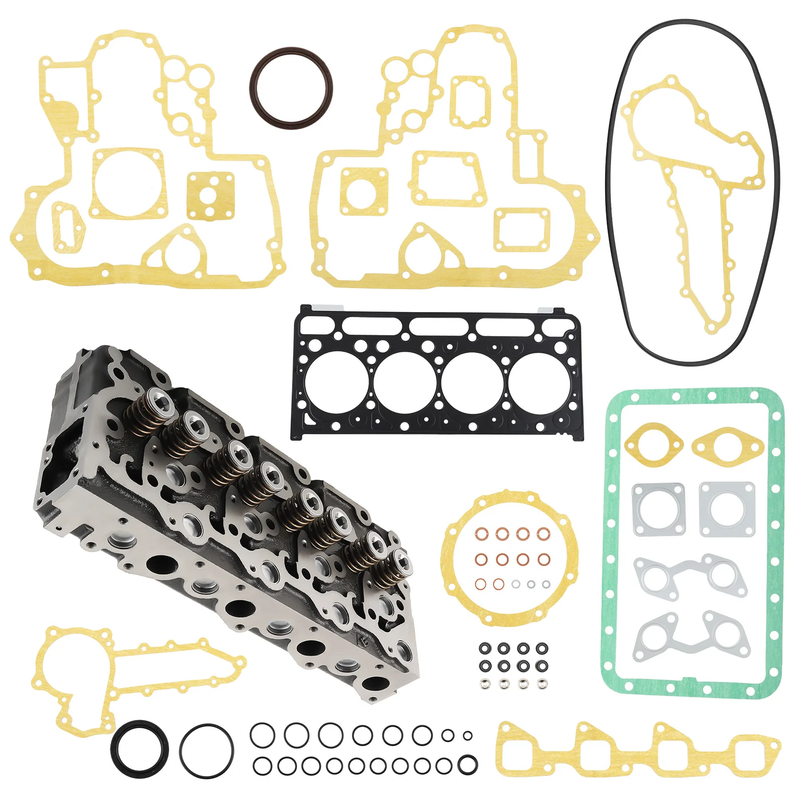 Complete Cylinder Head w/ Full Gasket Set for Bobcat Kubota V2203 V2203T V2203E