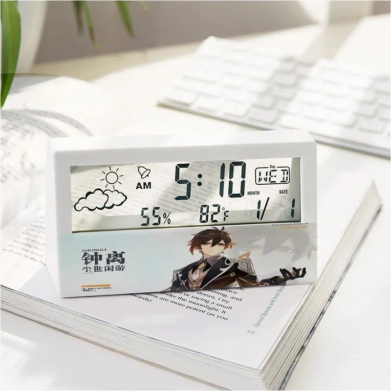 Anime Genshin Impact Balladeer Raiden Shogun Hu Tao Cosplay Alarm Clock Mascot Student Fans Accessories Game Xmas Halloween Gift