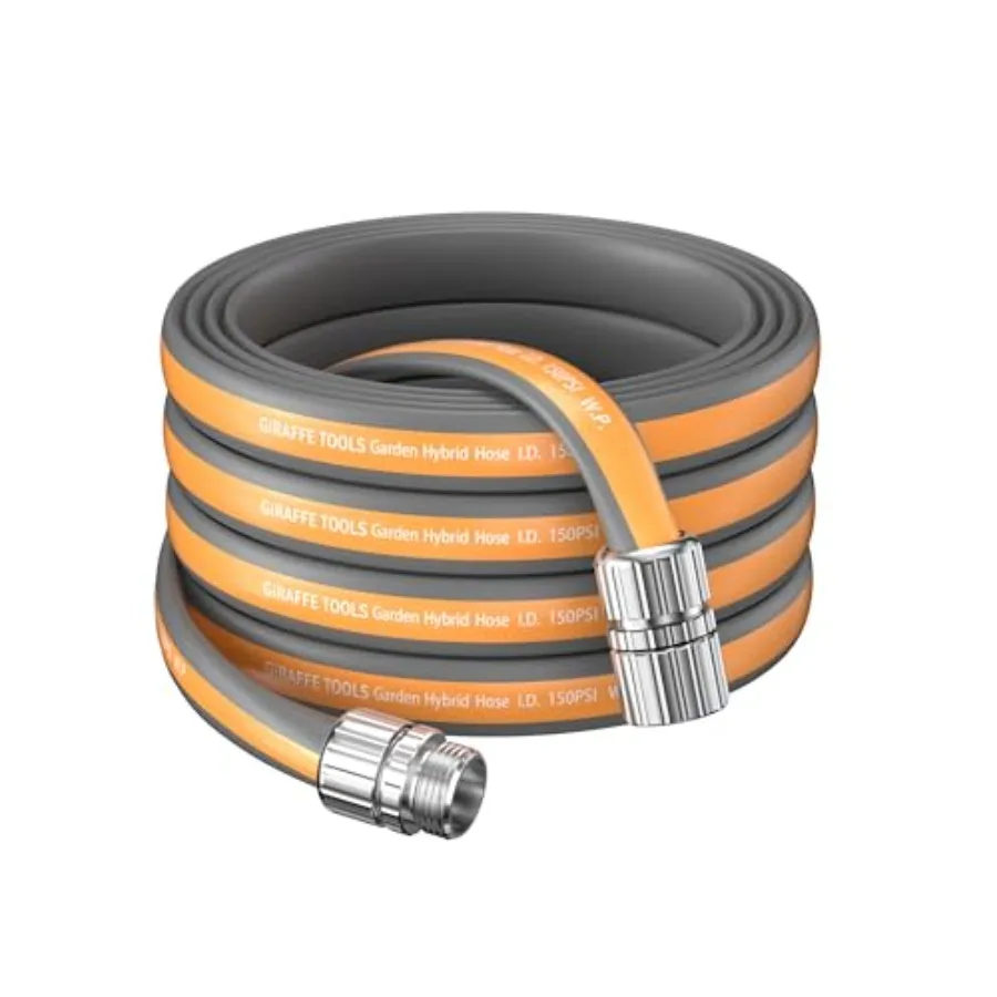 

Садовый шланг 50 футов (15 м), 5/8 дюйма, легкий, плоский, для наружного использования, гибкий, герметичный, гибридный, с соединением «папа-мама»