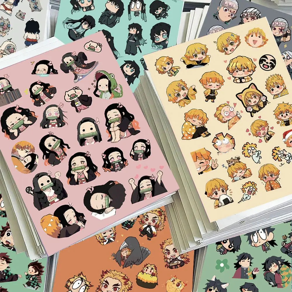 24pcs Chibi Demon Slayer screen protector sticker dual-colored eyes collage material pack waterproof stickers