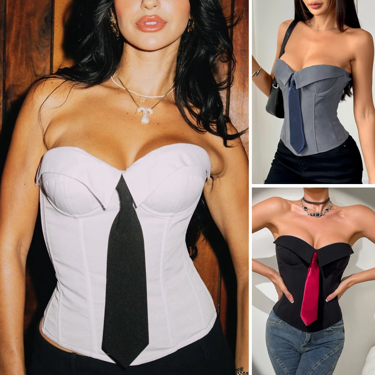 

Sexy Strapless Corset with Tie 2025 Summer Chic Wipe Chest Vest Women Sleeveles Camisole Tank Top Slim Shaper Bustier Tube Tops