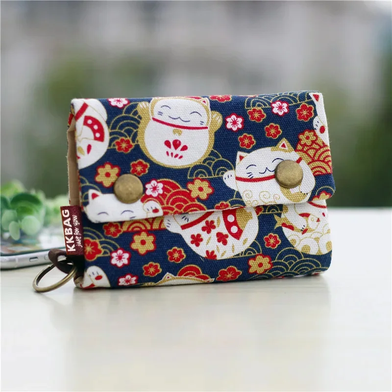 Canvas Cartoon Totoro Cat Printed Dog Women Fold Short Wallet Organizer Cute Mini Money Key Bag Coin Pocket Purse for Children