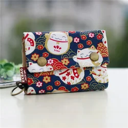 Canvas Cartoon Totoro Cat Printed Dog Women Fold Short Wallet Organizer Cute Mini Money Key Bag Coin Pocket Purse for Children