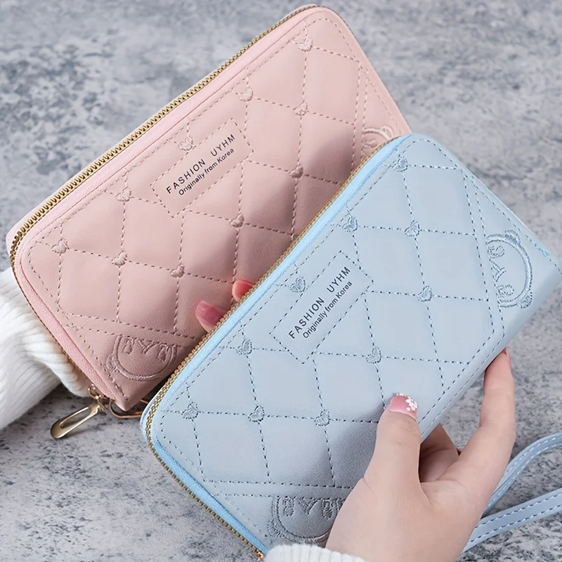 

Stylish Women's PU Leather Wallet With Wristlet, Single Zipper Closure, Large Capacity Phone Organizer