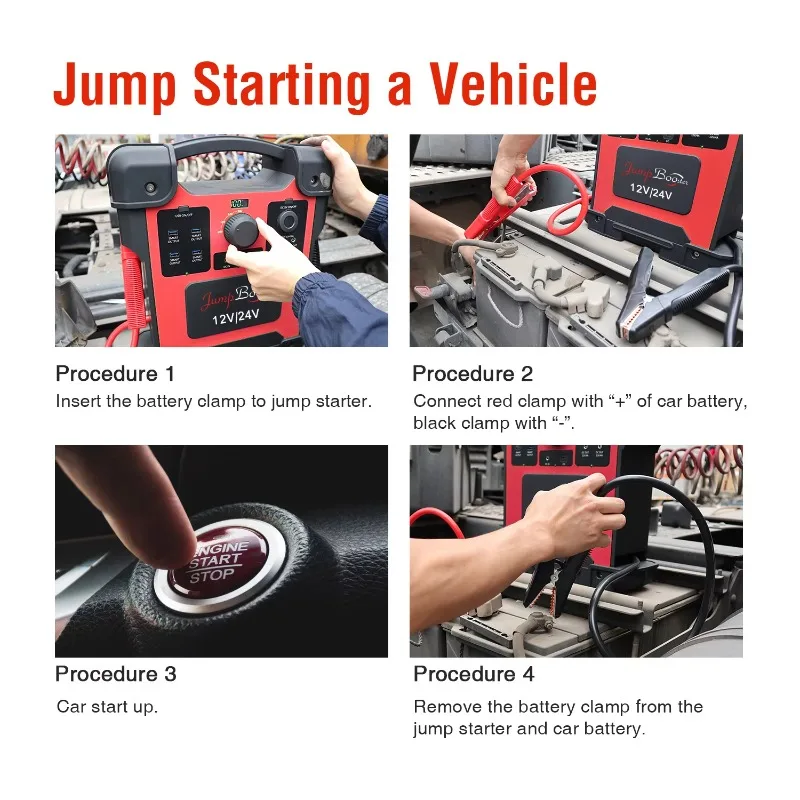 Heavy Duty Portable 80000 mAh Capacity Emergency Battery Booster 12V/24v Truck Power Bank Car Jump Starter