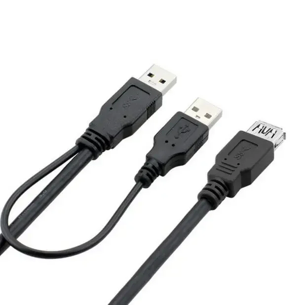 60 سنتيمتر 2ft 0.3 متر Y نوع كابل اثنين USB 3.0 ذكر إلى USB أنثى Y كابل للقرص الصلب الخارجي مع طاقة إضافية