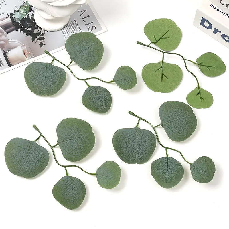 20Pcs Artificial Plants Eucalyptus Leaves Black Willow Leaf For Christmas Wedding Home Decoration diy Crafts Wreaths Accessories