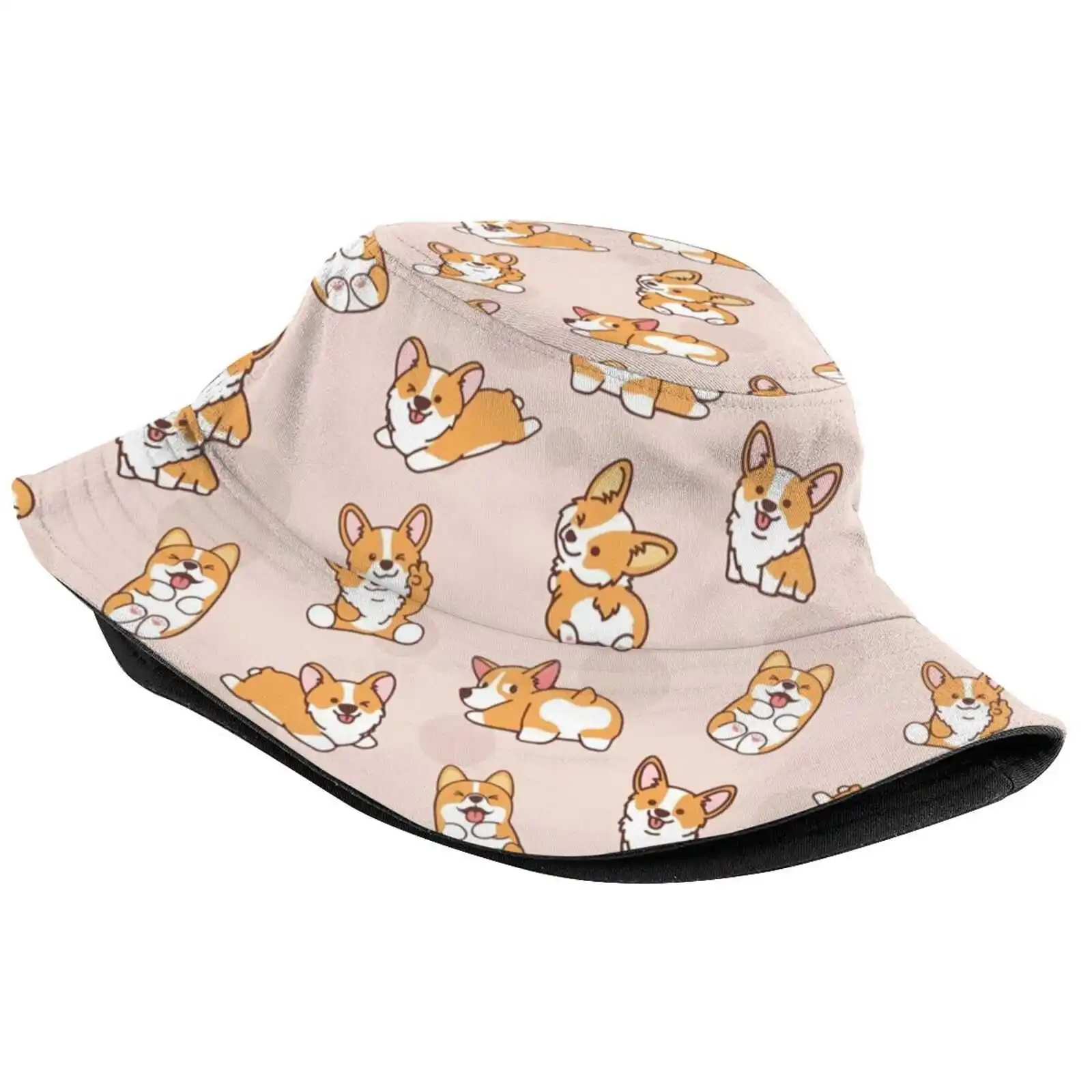 Corgi Puppy Fun Sun Cap Fisherman Hat Bucket Hats Pet Dogs Puppy Puppies Corgis Pembroke Welsh Corgi Corgi Dog Corgi Butt Happy