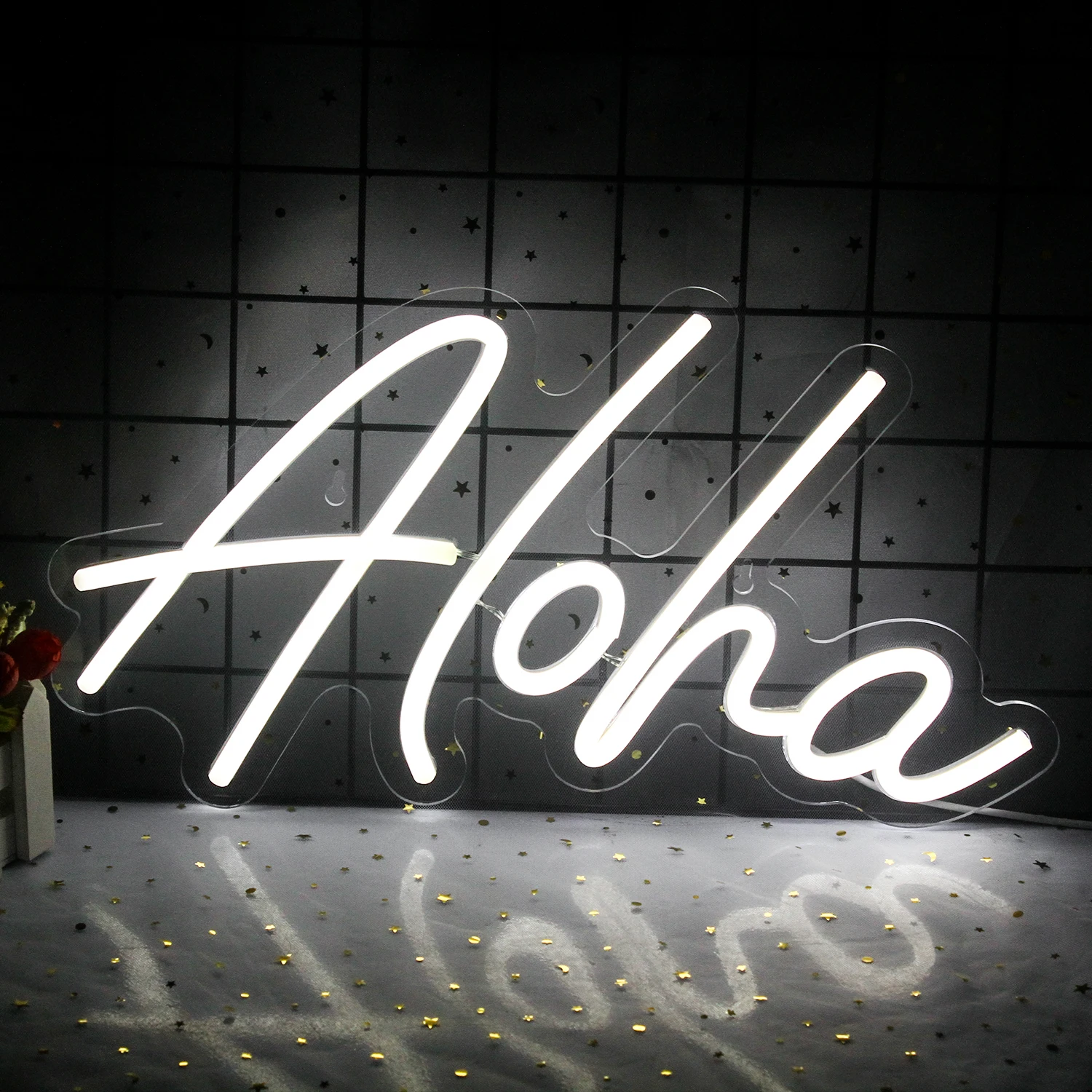 

Aloha Neon Light Aloha Neon Sign for Wall Decor LED Neon Art Decorative Lights with USB for Bedroom Baby Room Club Bar and Party