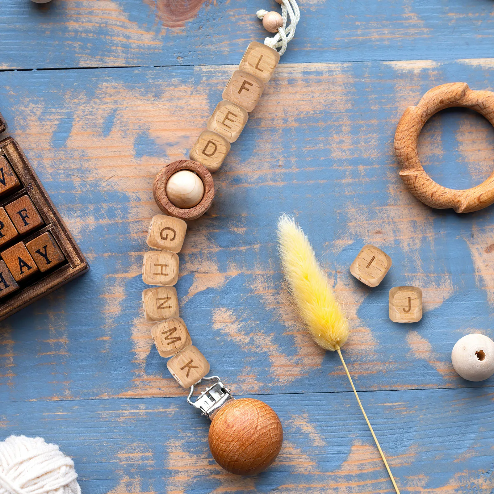 

260 pcs Beech Alphabet Wooden Letter Rounded Square Craft for Kids DIY Jewelry Making Natural Wood Crafts Letter for Crafts