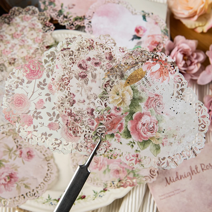 10 ، ورق من مادة الدانتيل الزهري العتيق ، ألوان مختلفة ، مواضيع خيالية ، تستخدم للقرطاسية واليوميات والحرف اليدوية والفن