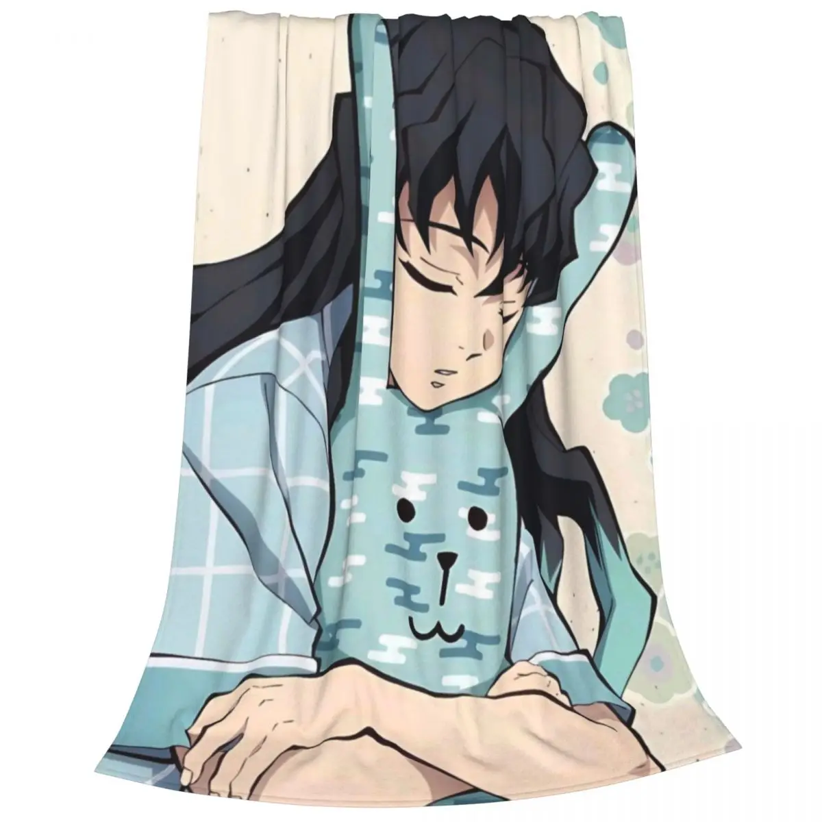 Fluffy Baby Blanket Muichiro Tokito Demon Slayer Sofa Camp Nap Bedspread Cozy Flannel Blanket Bedroom Decor