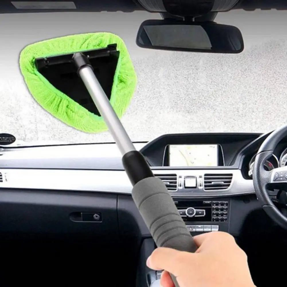 Car Glass Cleaning Brush Windshield Cleaner with 180-Degree Swivel Head Long Handle RV Car Window Cleaning Scrubber